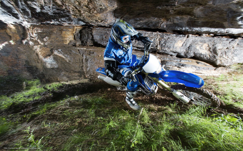 Motorcyclist on Dirt Bike — Blue, Dramatic, Afternoon