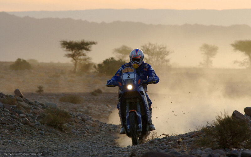 Motorcyclist on Dirt Bike — Blue, Dramatic, Sunset