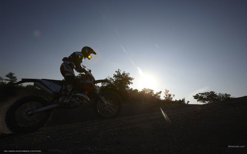 Motorcyclist on Dirt Bike — Blue, Dramatic