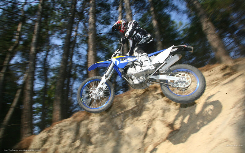 Motorcyclist on Dirt Bike — Blue, Dynamic, Afternoon, Photograph