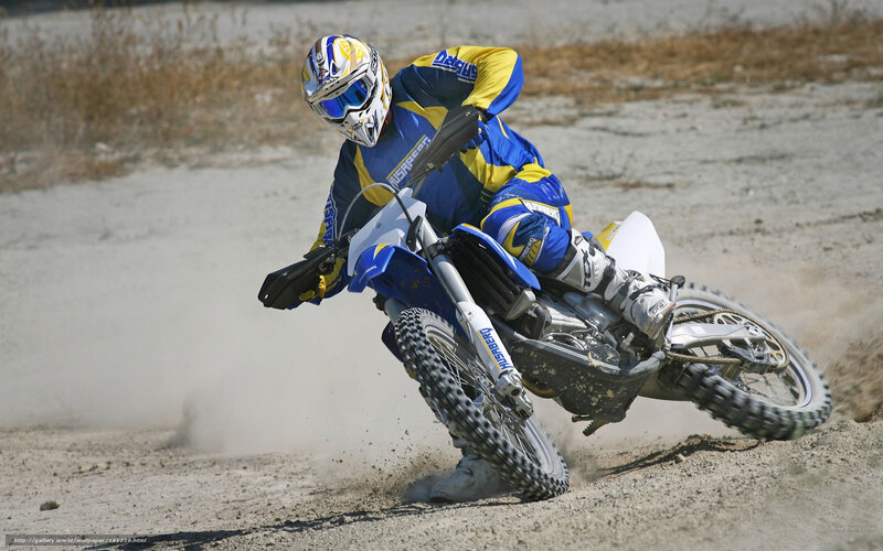 Motorcyclist on Dirt Bike — Blue, Dynamic, Afternoon