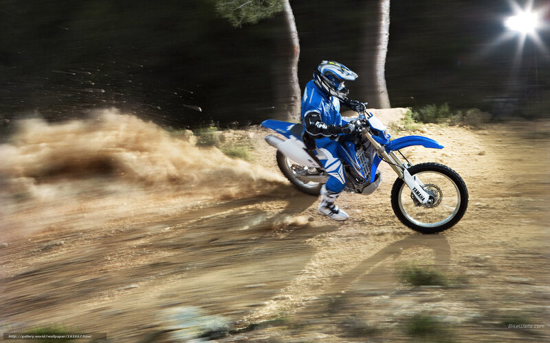 Motorcyclist on Dirt Bike — Blue, Dynamic, Night