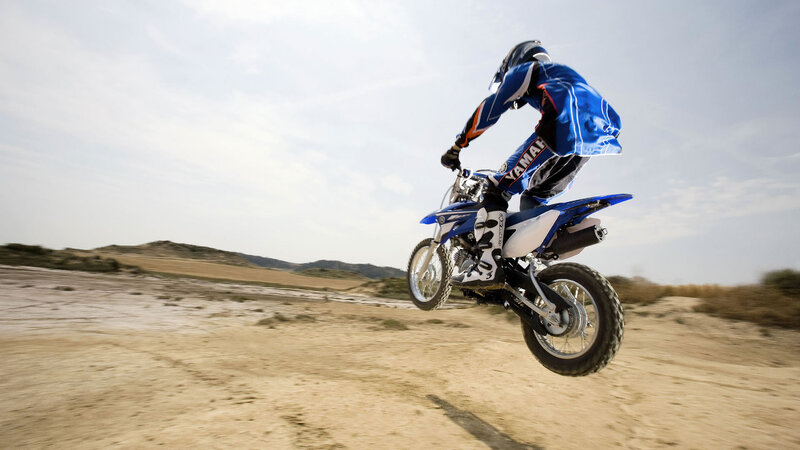 Motorcyclist on Dirt Bike — Blue, Dynamic