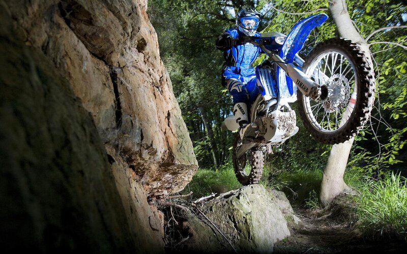 Motorcyclist on Dirt Bike — Blue