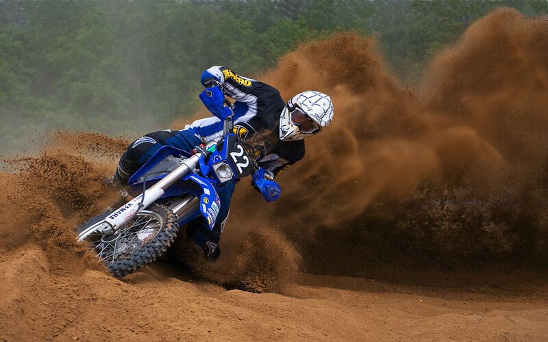 Motorcyclist on Dirt Bike — Brown, Dynamic