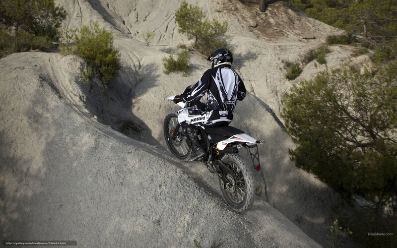 Motorcyclist on Dirt Bike — Gray, Adventurous