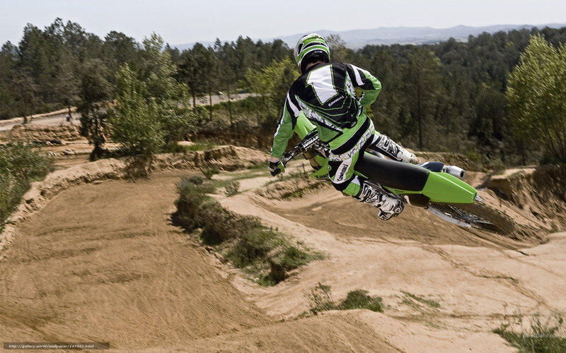Motorcyclist on Dirt Bike — Green, Action-packed, Afternoon