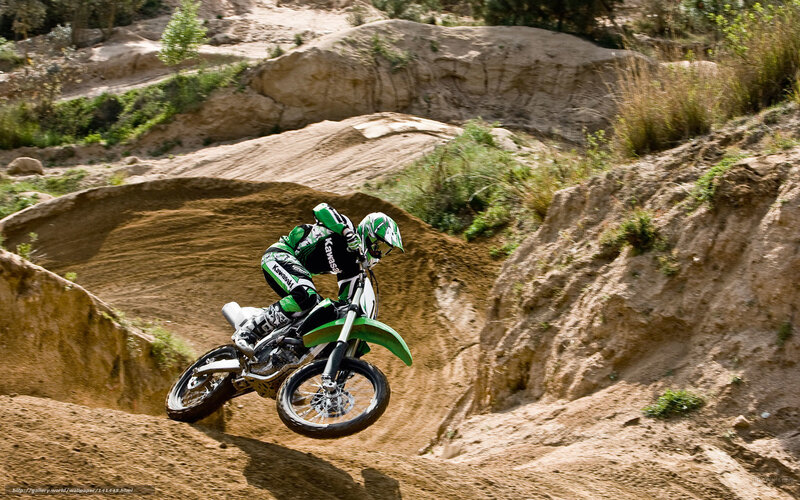 Motorcyclist on Dirt Bike — Green, Action-packed