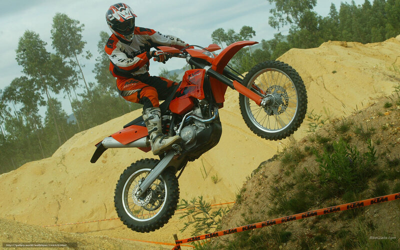 Motorcyclist on Dirt Bike — Orange, Action-packed, Photograph