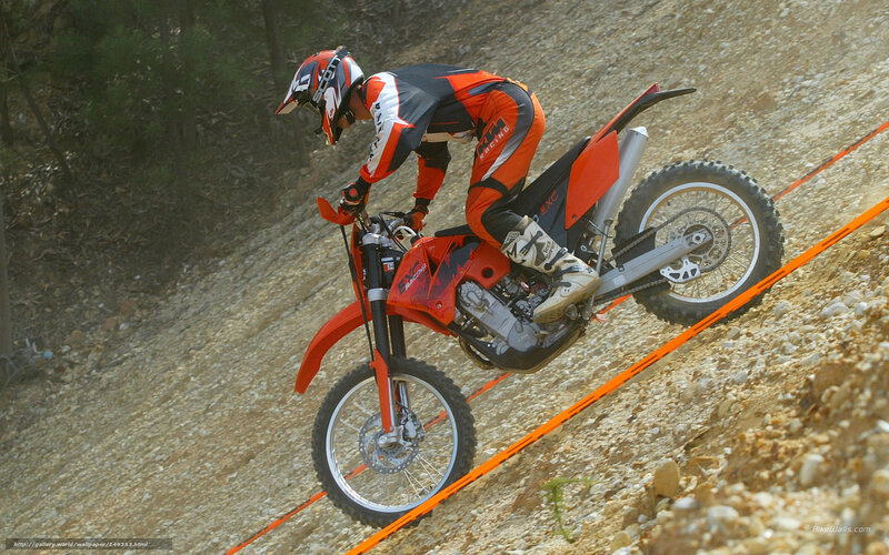 Motorcyclist on Dirt Bike — Orange, Action