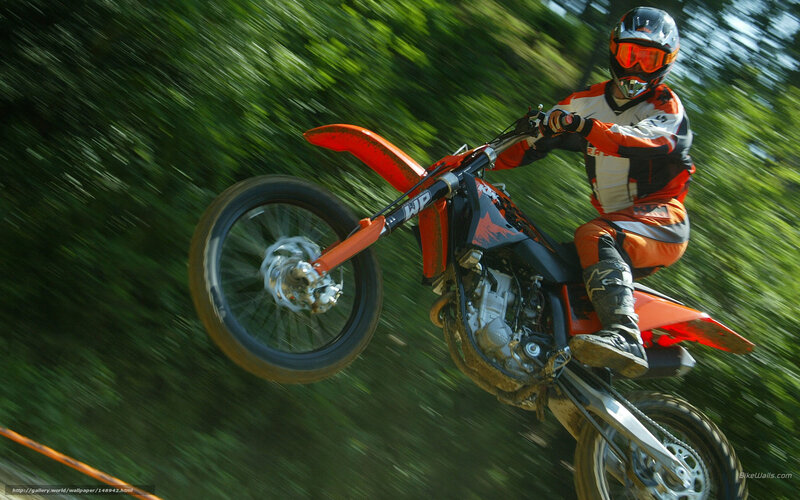 Motorcyclist on Dirt Bike — Orange, Dynamic, Afternoon, Photograph, Helmet