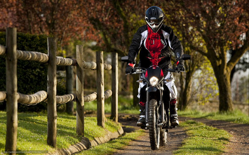 Motorcyclist on Dirt Path — Green