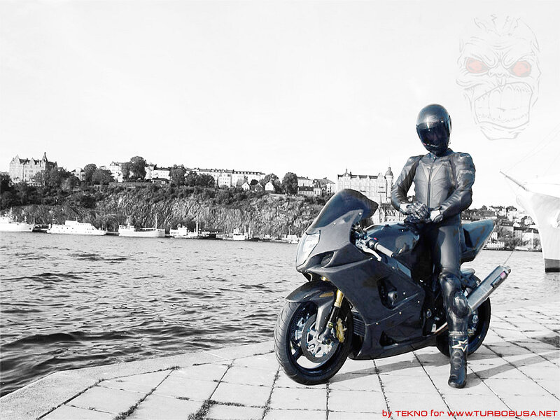 Motorcyclist on Dock