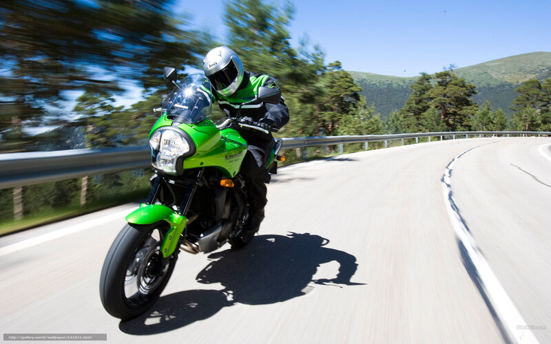 Motorcyclist on Green Bike — Dynamic, Afternoon