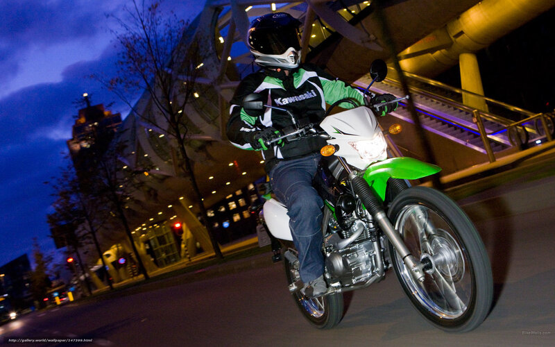 Motorcyclist on Green Bike — Dynamic, Night
