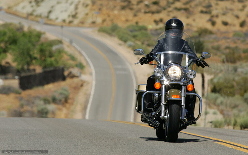 Motorcyclist on Highway — Gray, Outdoor