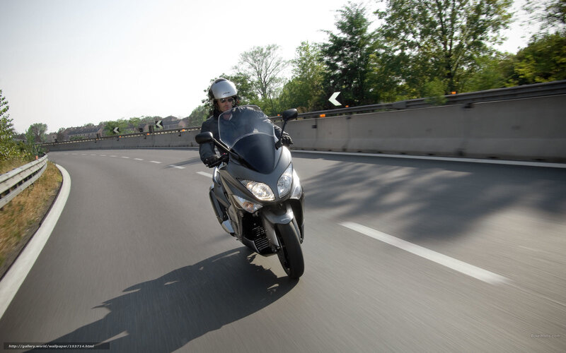 Motorcyclist on Highway — Gray