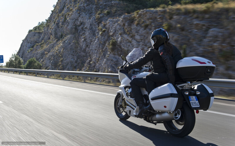 Motorcyclist on Highway — White