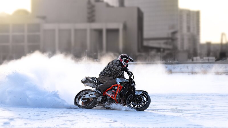 Motorcyclist on Ice