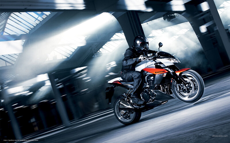 Motorcyclist on Kawasaki — Black, Dramatic