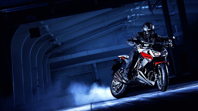 Motorcyclist on Kawasaki — Blue