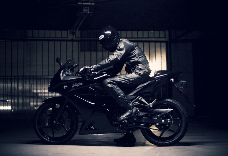 motorcyclist on kawasaki ninja