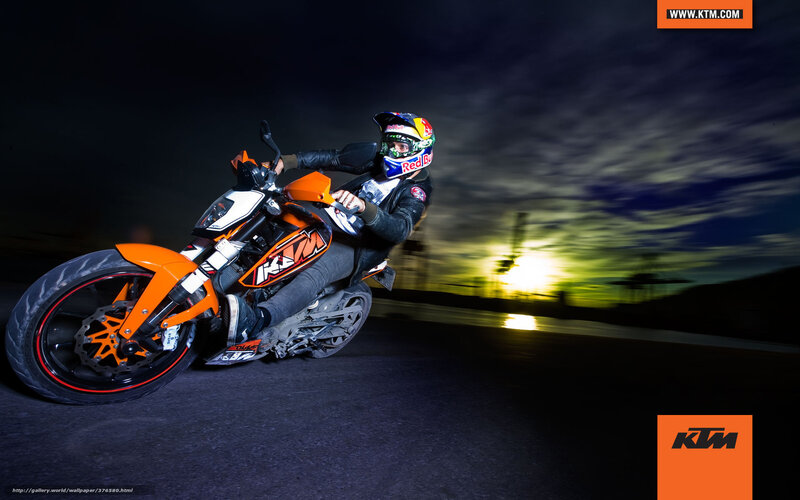 Motorcyclist on KTM Bike — Orange, Dramatic