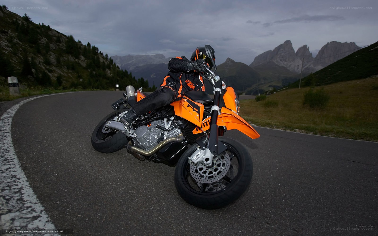 Motorcyclist on mountain road