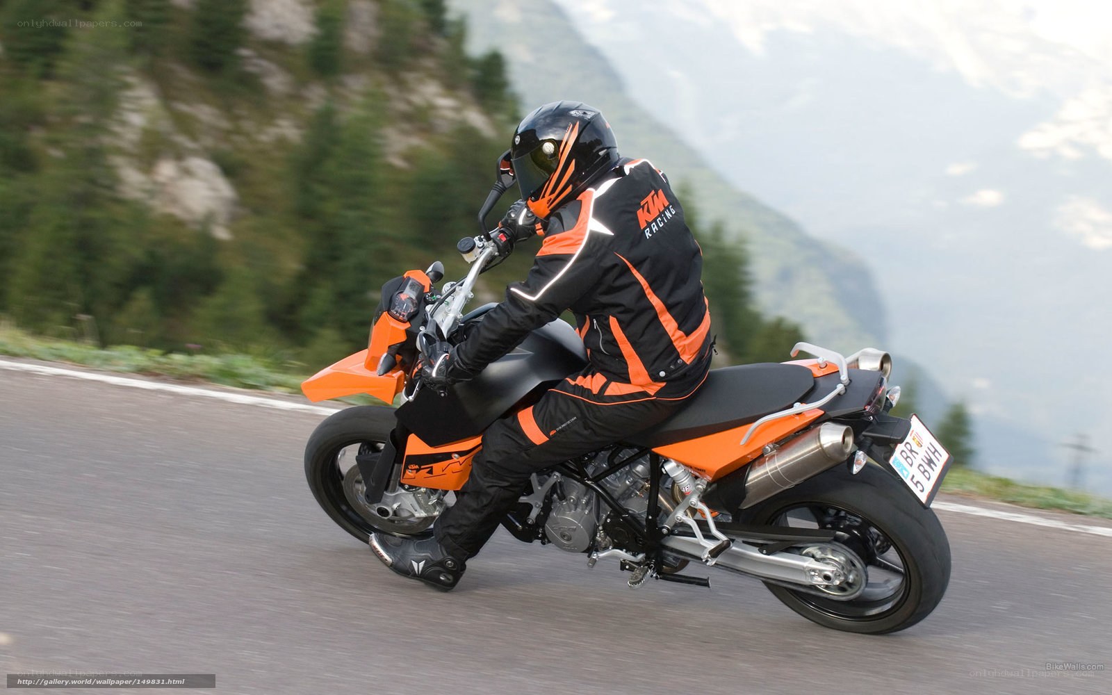 motorcyclist on mountain road
