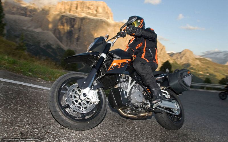 Motorcyclist on Mountain Road — Black, Adventurous