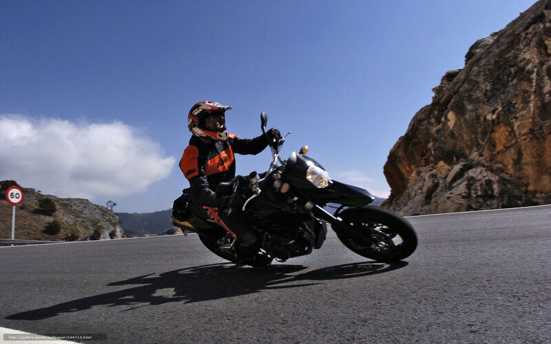 Motorcyclist on Mountain Road — Blue, Dramatic