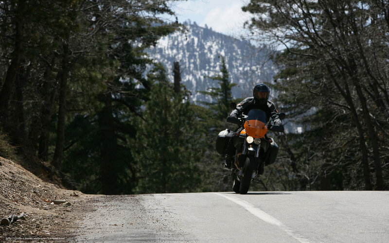 Motorcyclist on Mountain Road — Gray, Outdoor