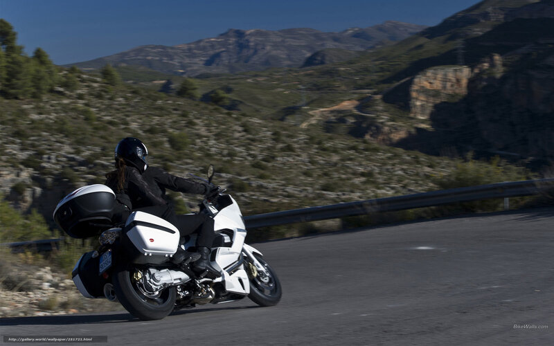 Motorcyclist on Mountain Road — White, Dynamic