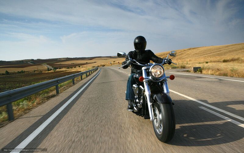 Motorcyclist on Open Road — Gray