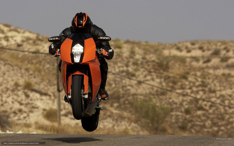 Motorcyclist on Orange Bike — Dynamic, Afternoon, Photograph, Desert