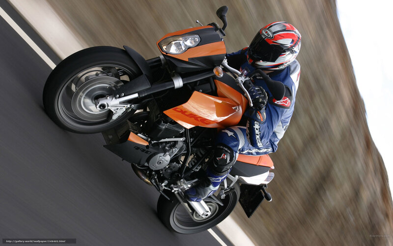 Motorcyclist on Orange Bike — Dynamic, Photograph, Helmet