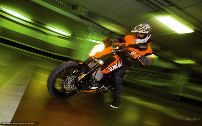 Motorcyclist on Orange Bike — Dynamic, Photograph, Helmet, Tunnel