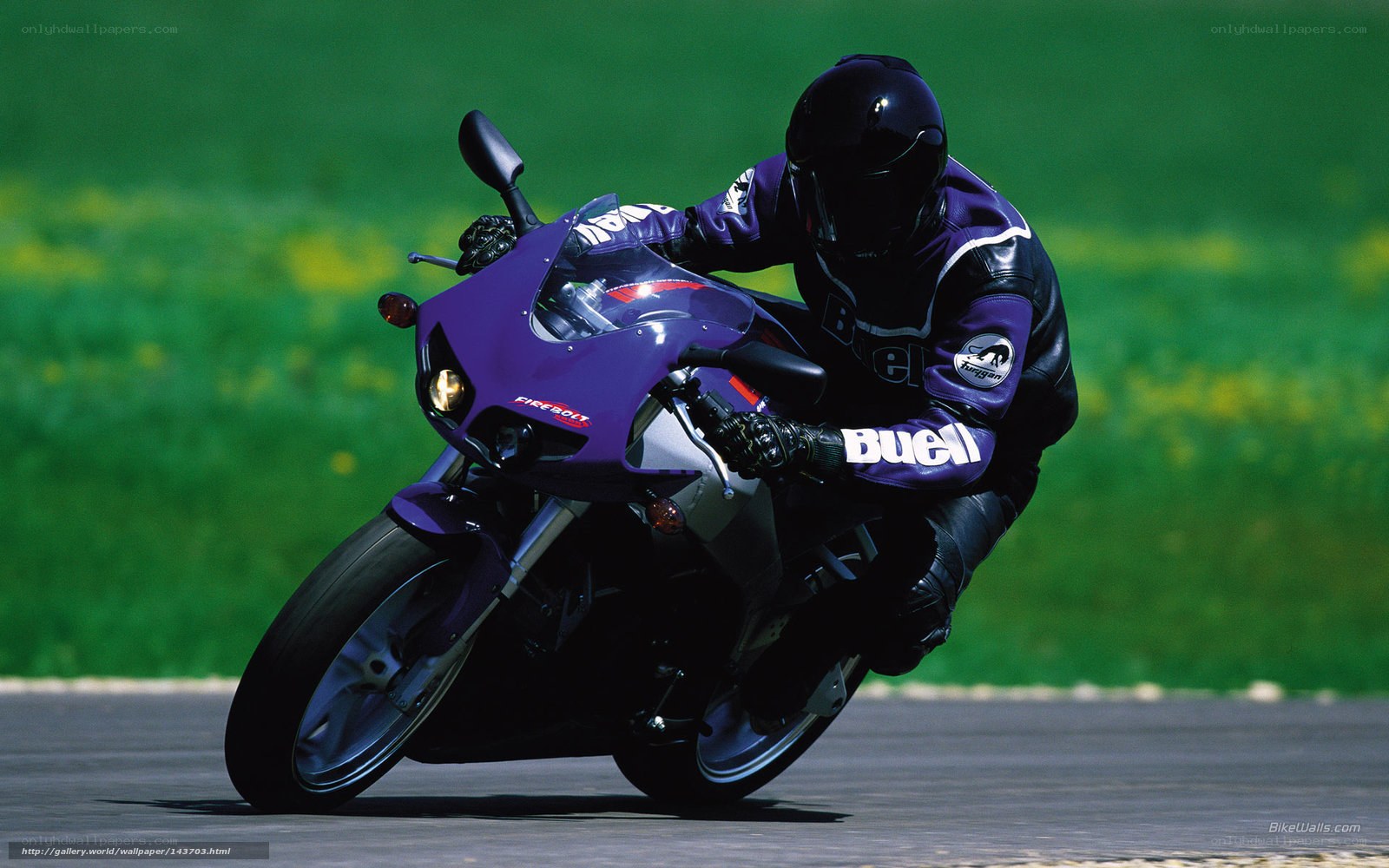 motorcyclist on purple bike