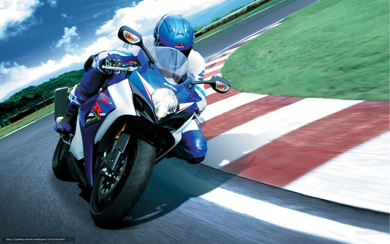 Motorcyclist on Racetrack — Blue, Dynamic, Afternoon, Photograph, Helmet