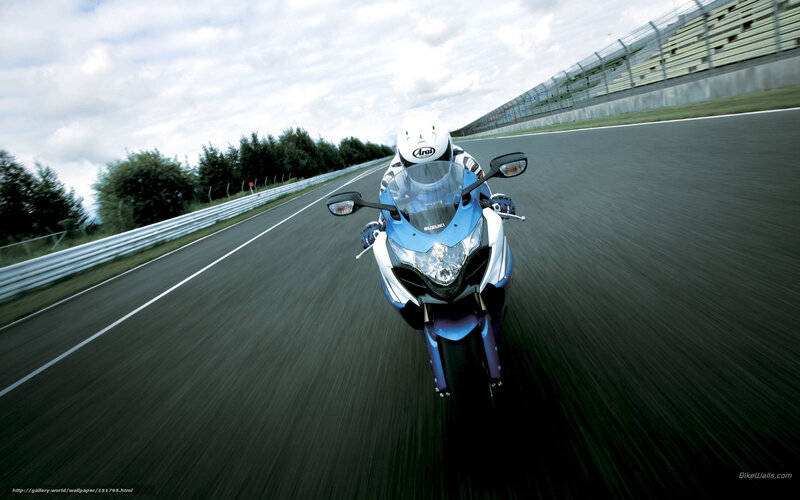 Motorcyclist on Racetrack — Blue, Dynamic, Afternoon, Photograph