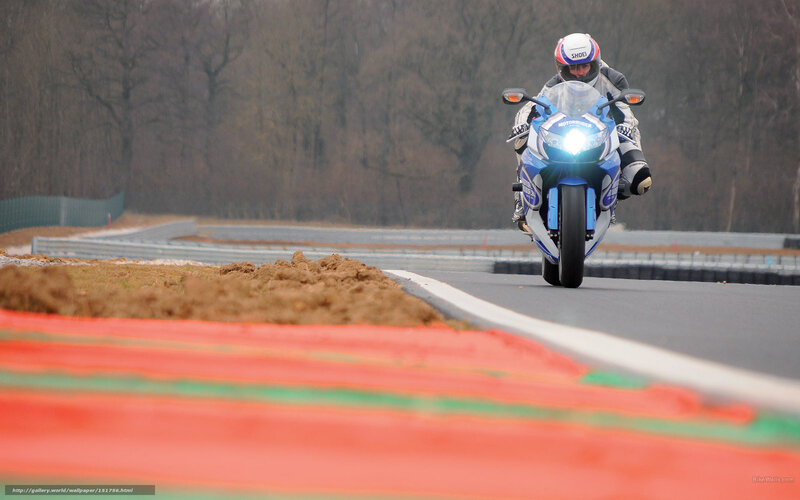 Motorcyclist on Racetrack — Blue, Dynamic, Winter