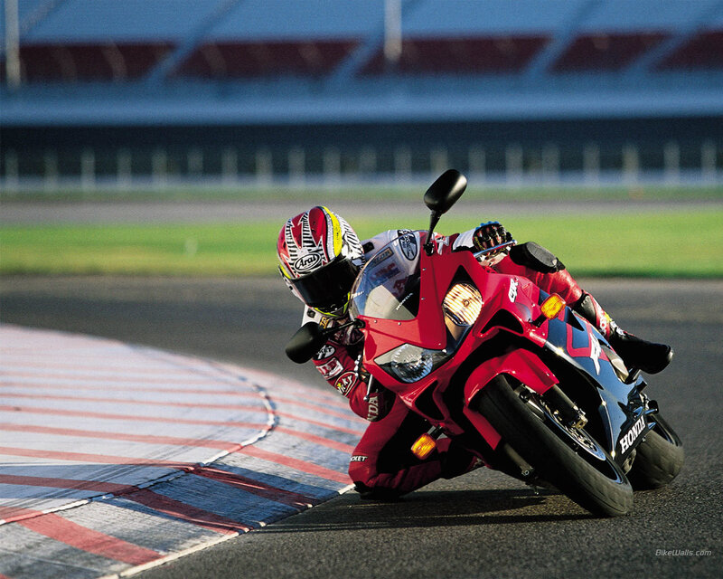 Motorcyclist on Racetrack — Red, Dynamic, Afternoon, Photograph, Racer