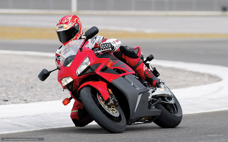 Motorcyclist on Racetrack — Red, Dynamic, Photograph