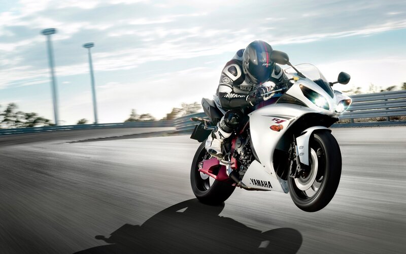 Motorcyclist on Racetrack — White, Dynamic, Afternoon, Photograph, Racer, Motorcycle, Guardrail