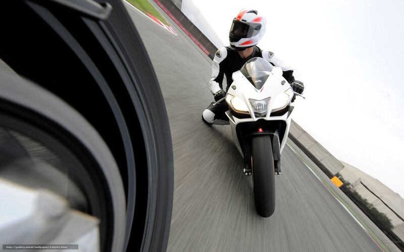 Motorcyclist on Racetrack — White, Dynamic, Afternoon, Photograph