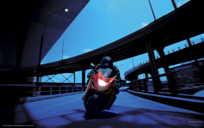 Motorcyclist on Red Bike — Blue, Dynamic
