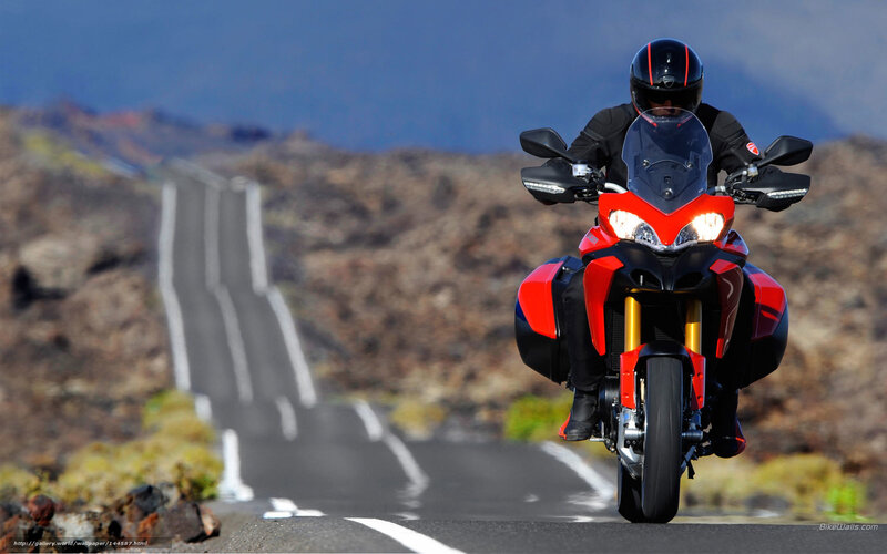 Motorcyclist on Red Bike — Dramatic, Afternoon