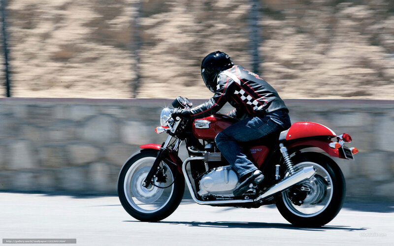 Motorcyclist on Red Bike — Dynamic, Afternoon, Photograph, Helmet, Jacket, Wall