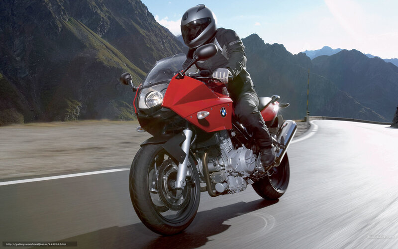 Motorcyclist on Red Bike — Dynamic, Afternoon, Photograph, Mountains, Road
