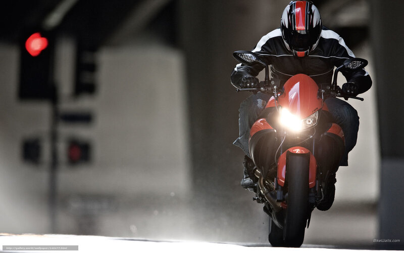 Motorcyclist on Red Bike — Dynamic, Night